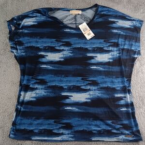 NWT MICHAEL Michael Kors Women's 2X Short Sleeve Blue Top